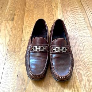 Salvatore Ferragamo Brown Loafers 9 D Gancini Buckle. Good used condition.